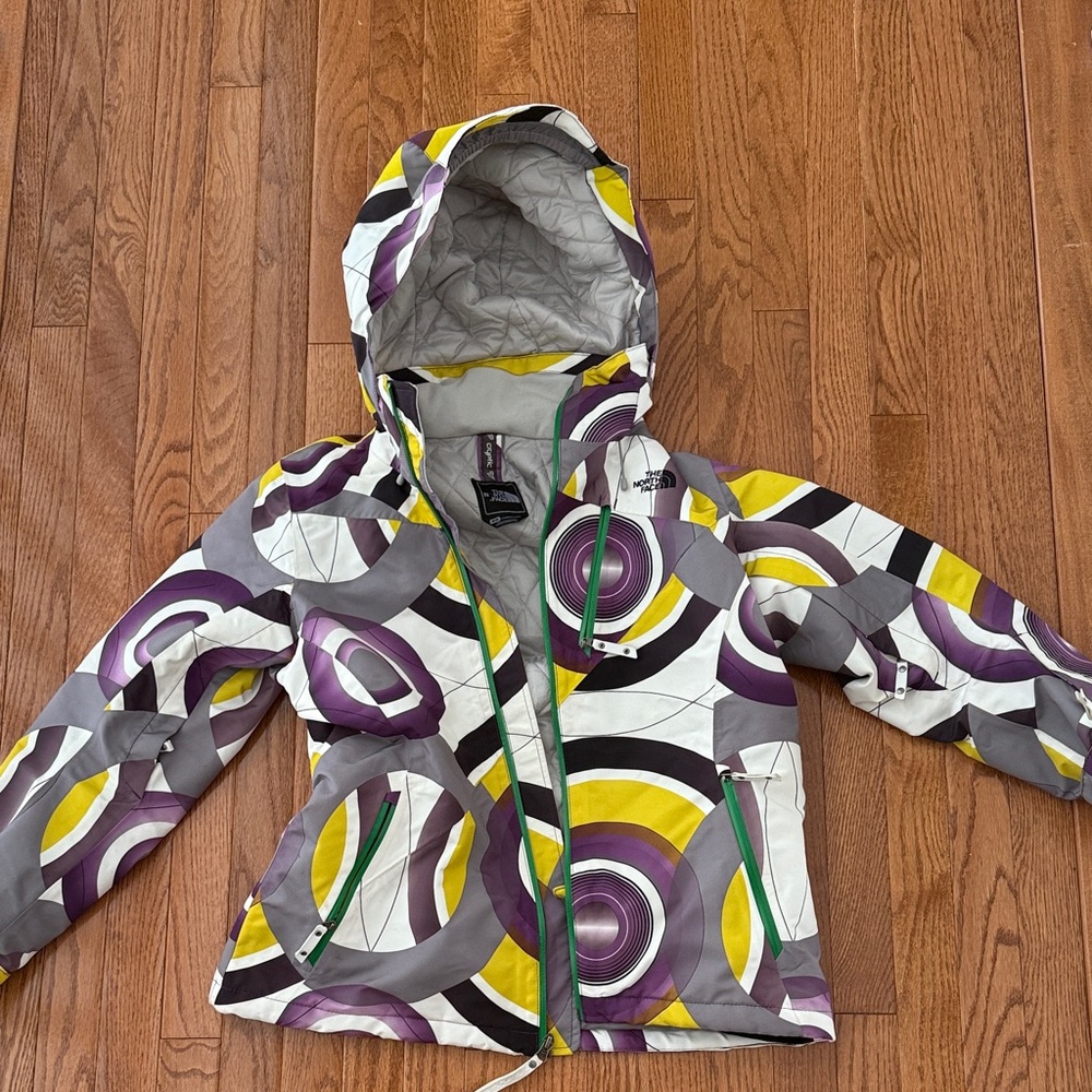 The North Face Purple and Yellow Patterned Jacket